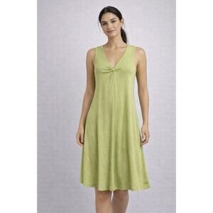 Horny Toad Dress Womens Large Green Sleeveless V Neck Swing Organic Cotton Blend